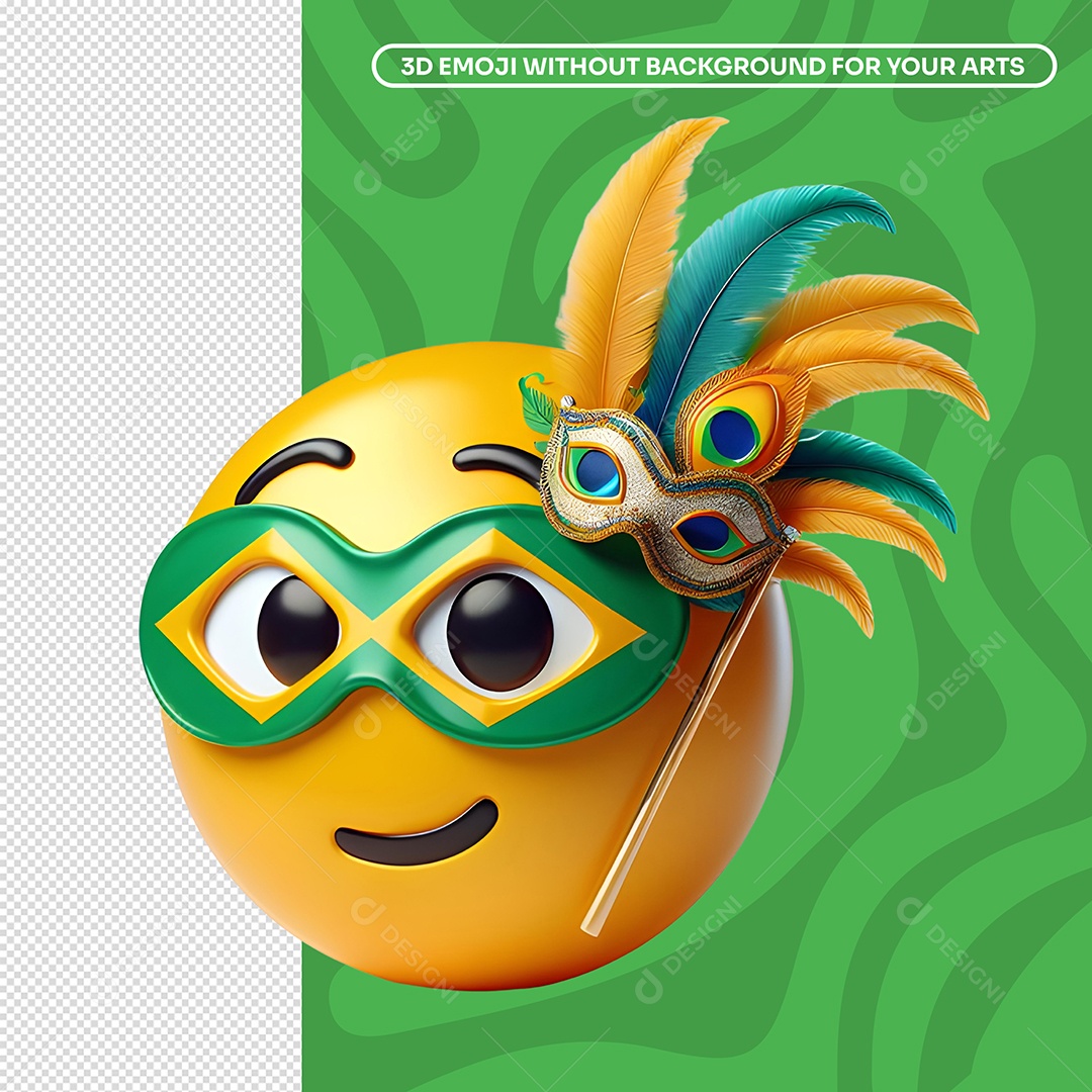 Emoji de Carnaval 3D Para Composição PSD