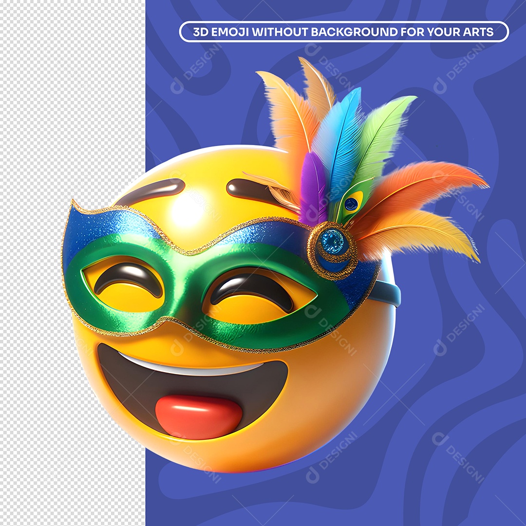 Emoji de Carnaval 3D Para Composição PSD