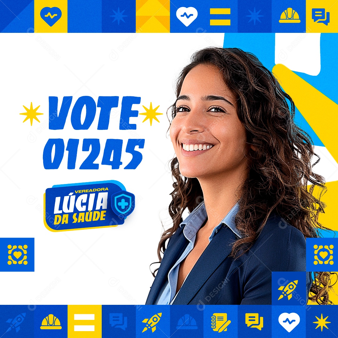Politica Vote 01245 Vereadora Lúcia da Saúde Social Media PSD Editável