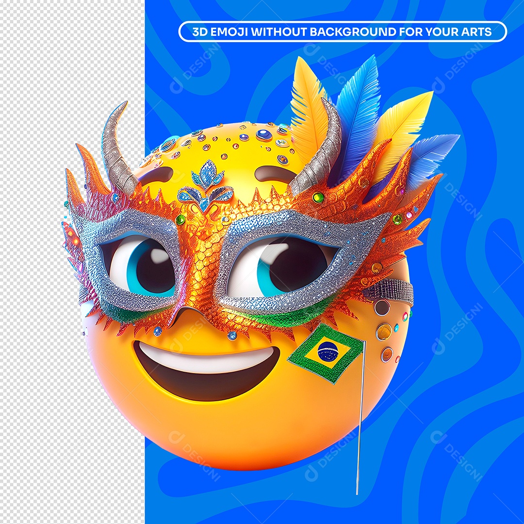 Emoji de Carnaval 3D Para Composição PSD