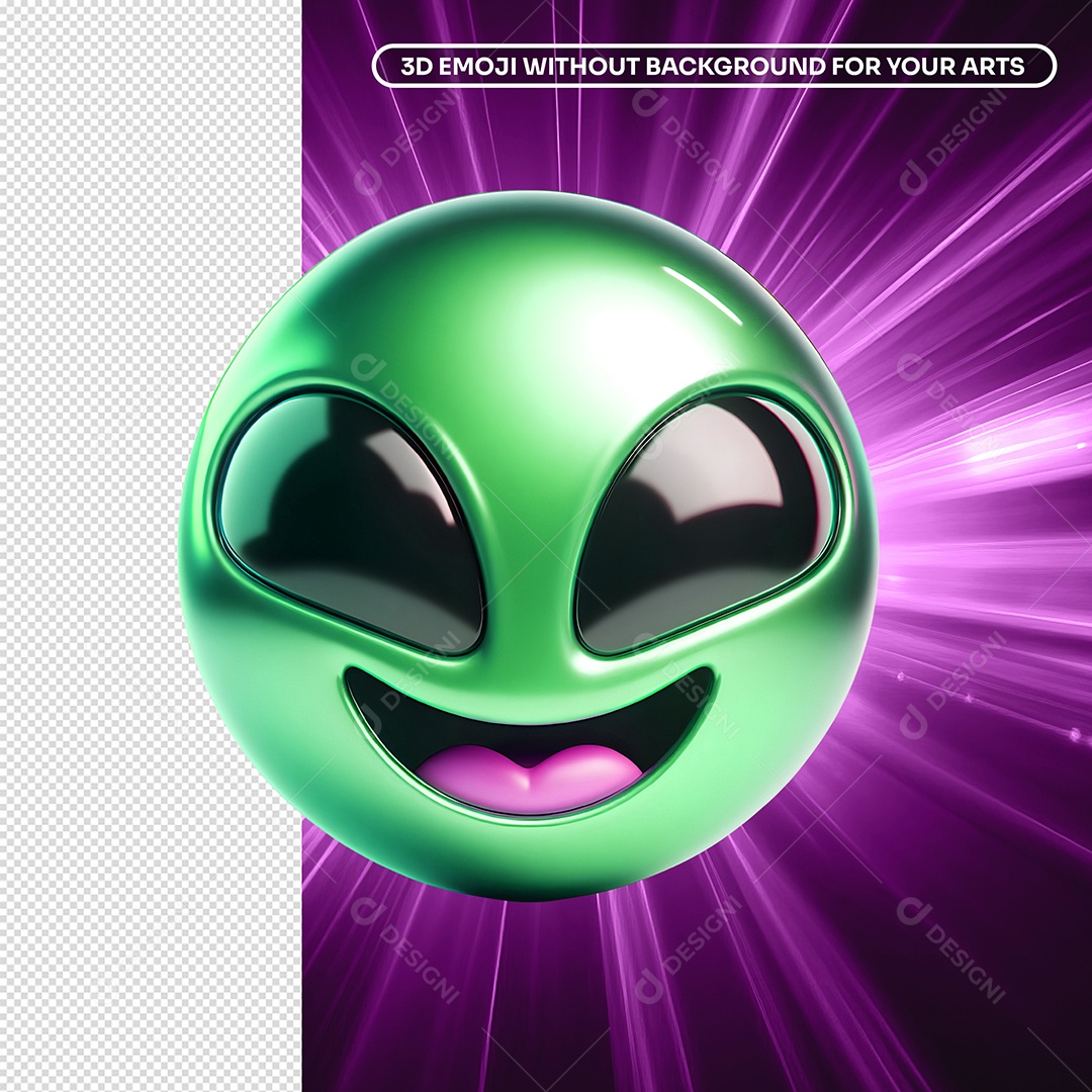 Emoji Alienígena Verde Para Composição PSD