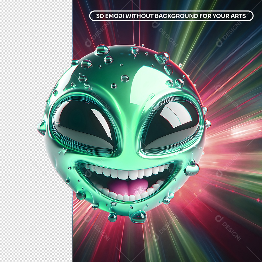 Emoji Alien Verde Para Composição PSD