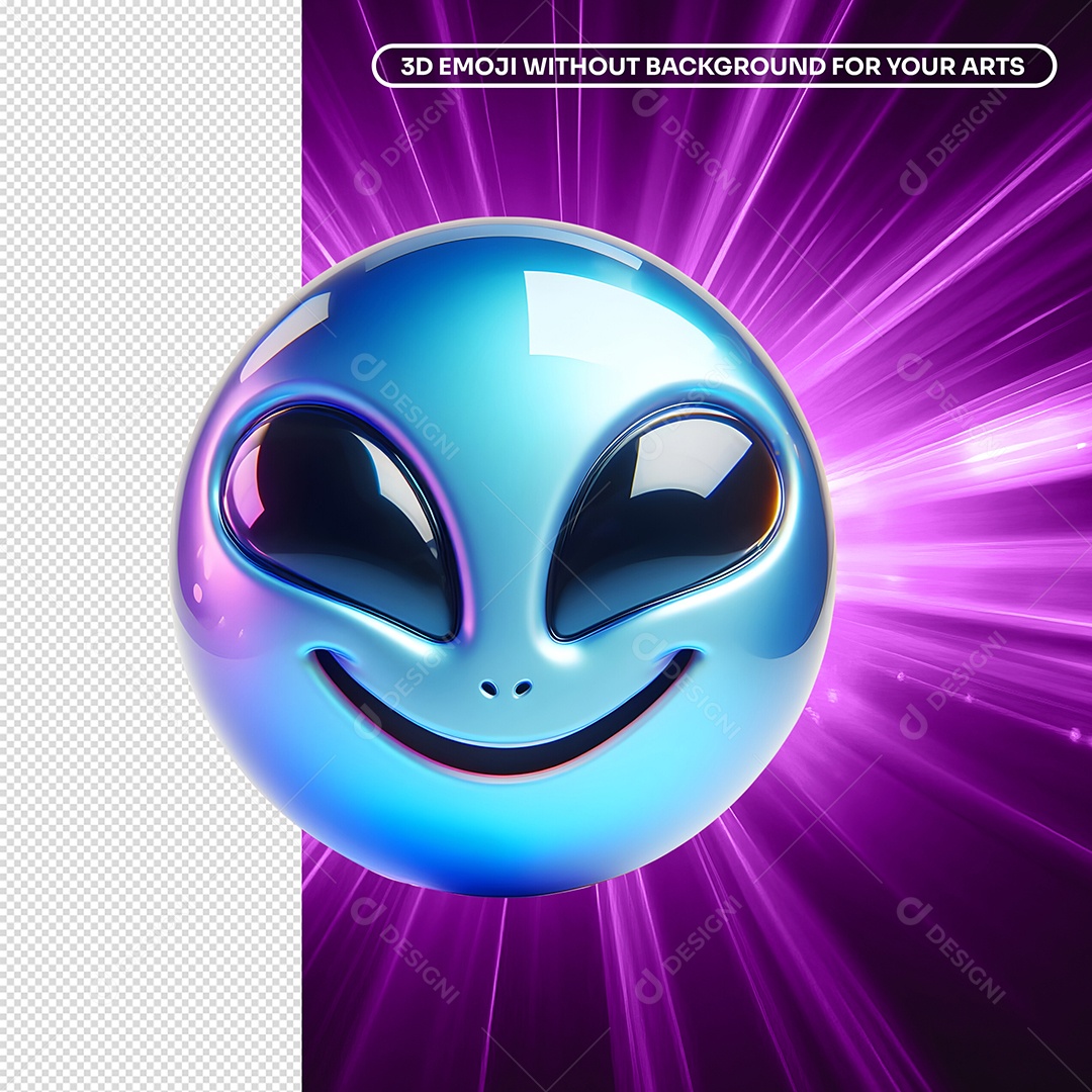 Emoji Alien Azul Para Composição PSD