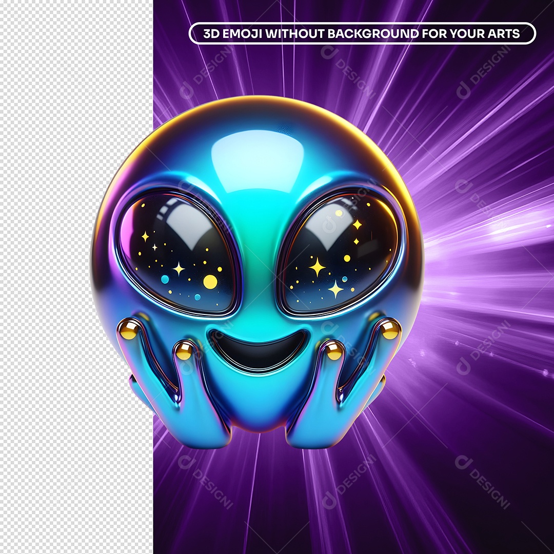 Emoji Alien Azul Para Composição PSD