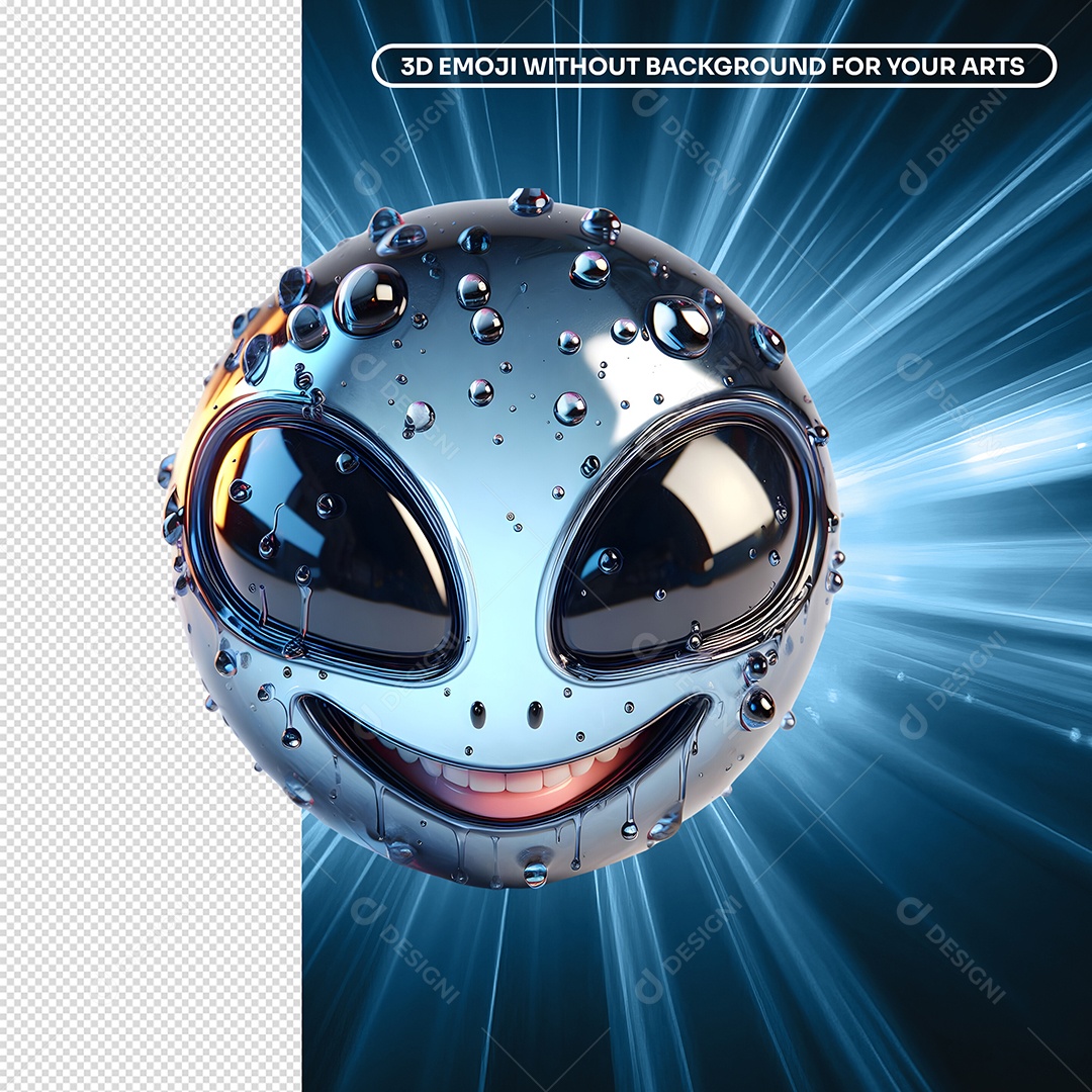 Emoji Alien Azul Para Composição PSD