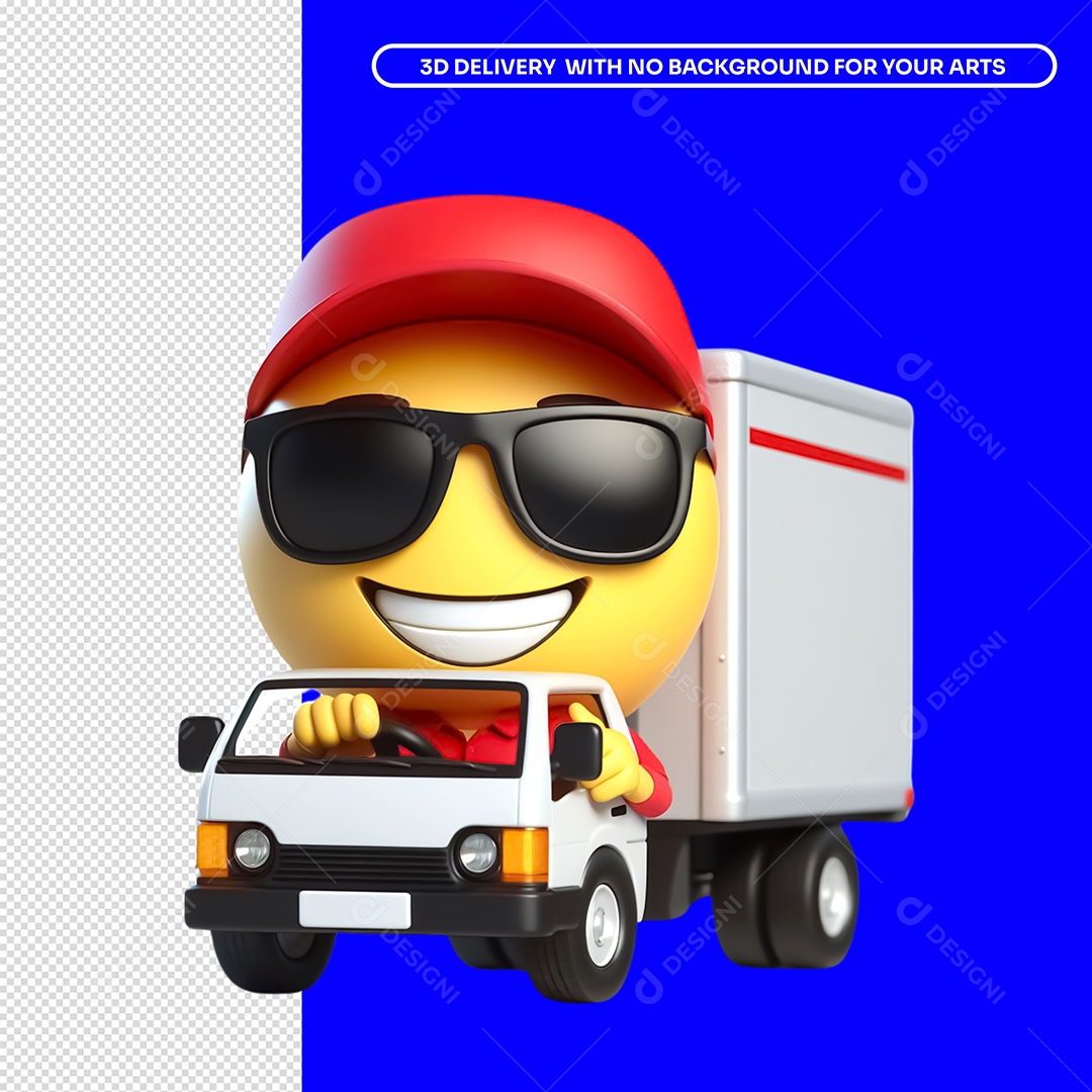Personagem Delivery Emoji Fazendo Entrega Composição PSD