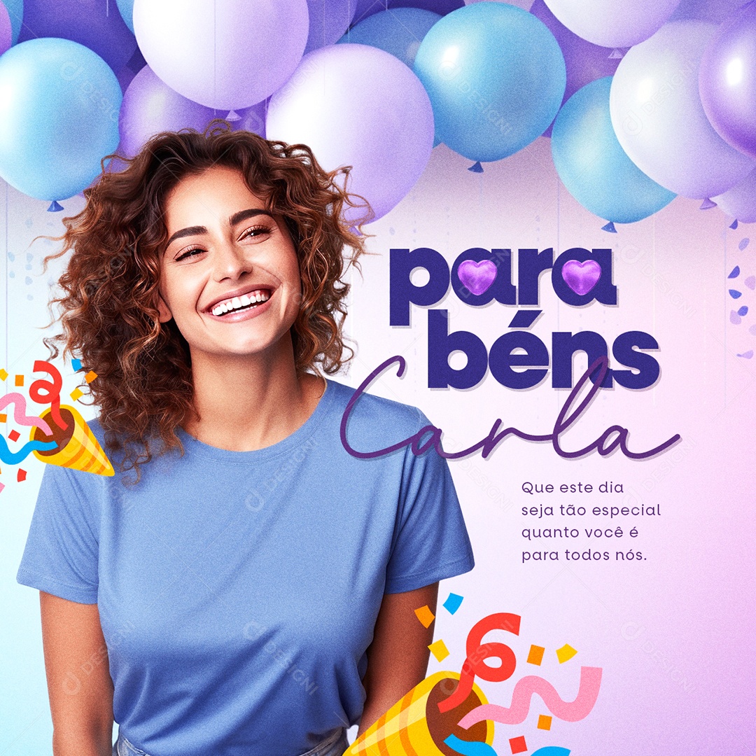Aniversário Parabéns Carla Social Media PSD Editável