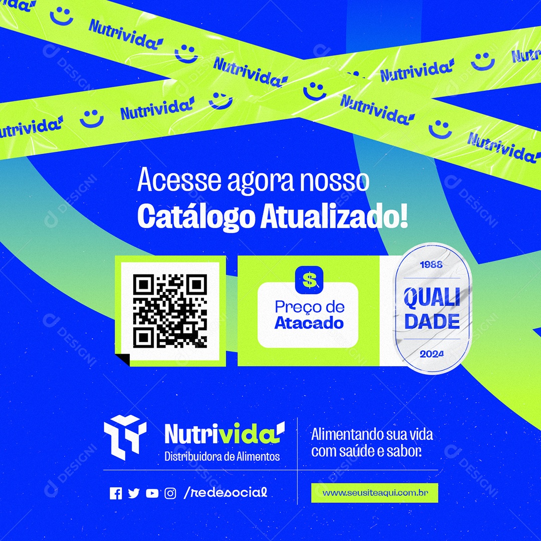 Distribuidora de Alimentos Acesso Agora nosso Catálogo Atualizado Social Media PSD Editável