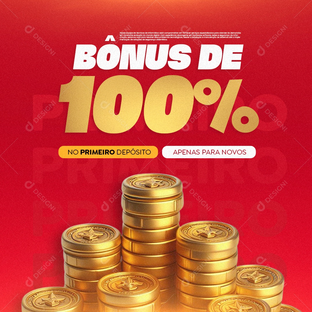 Cassino Bônus de 100% no Primeiro Depósito Social Media PSD Editável