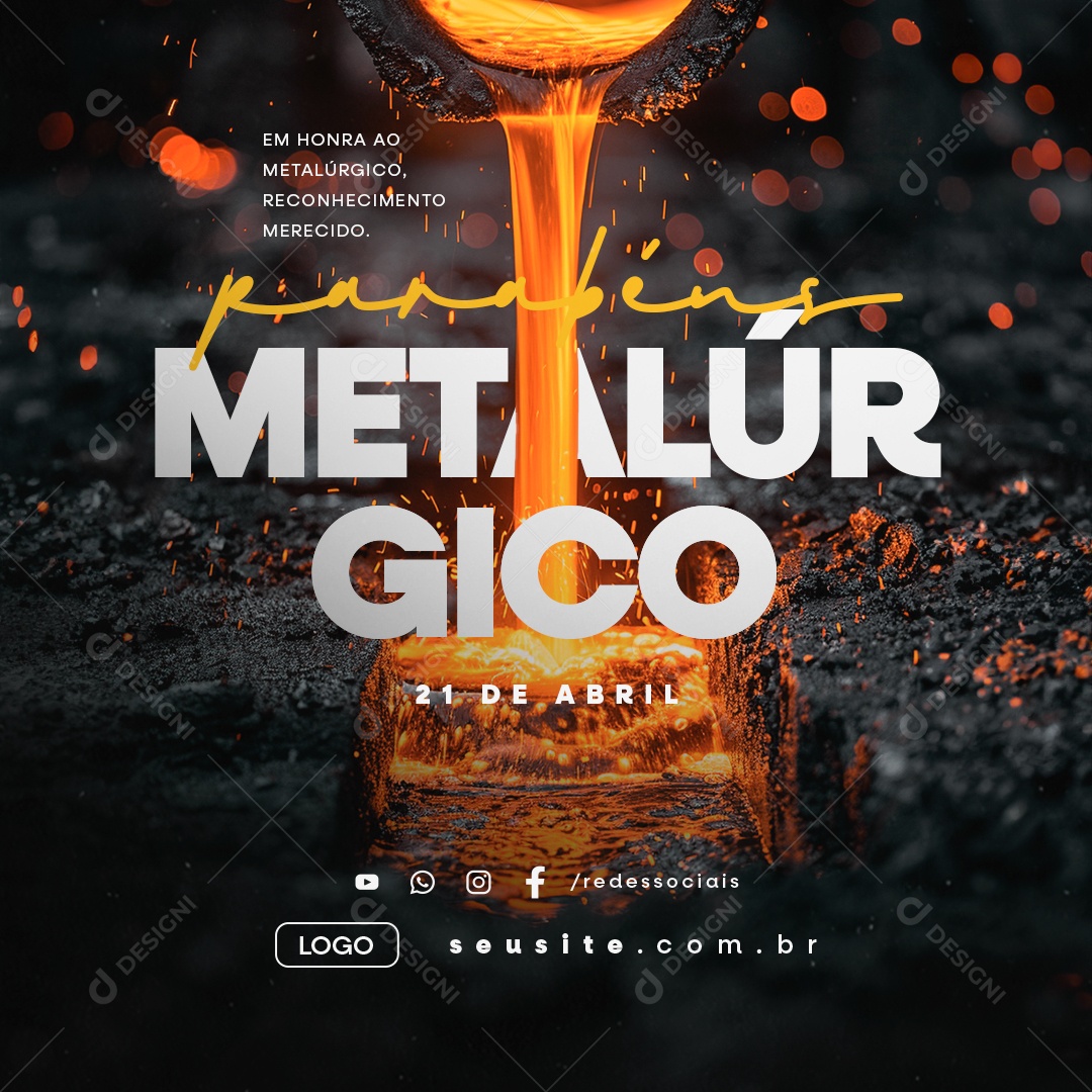 Dia do Metalúrgico 21 de Abril Parabéns Social Media PSD Editável