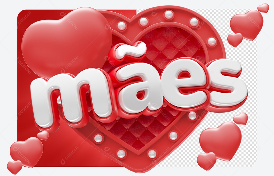 Mães Selo 3D Branco e Vermelho para Composição PSD