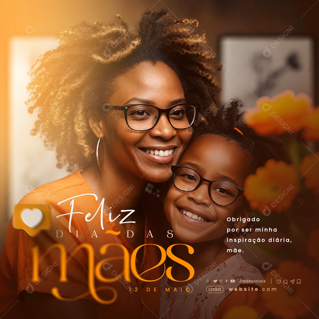 Dia das Mães 12 de Maio Obrigado por ser minha Inspiração Social Media PSD Editável