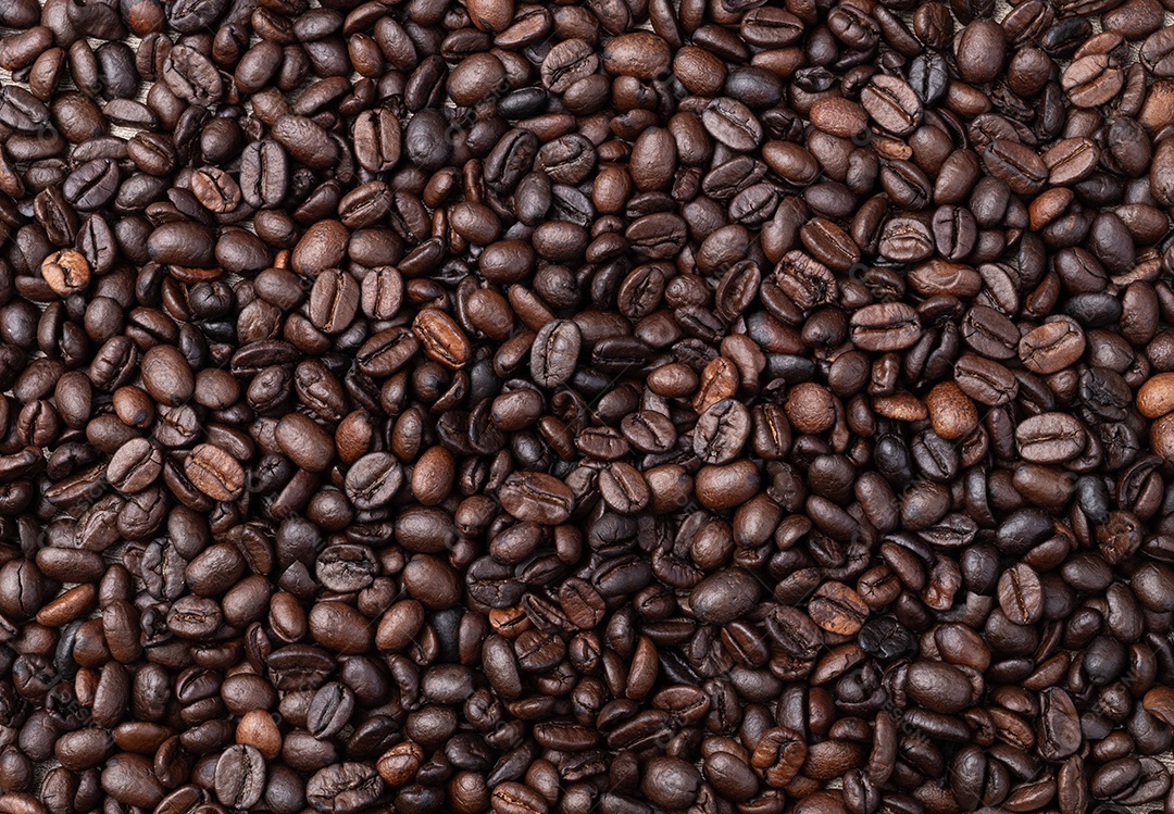 Vista superior de grãos de café