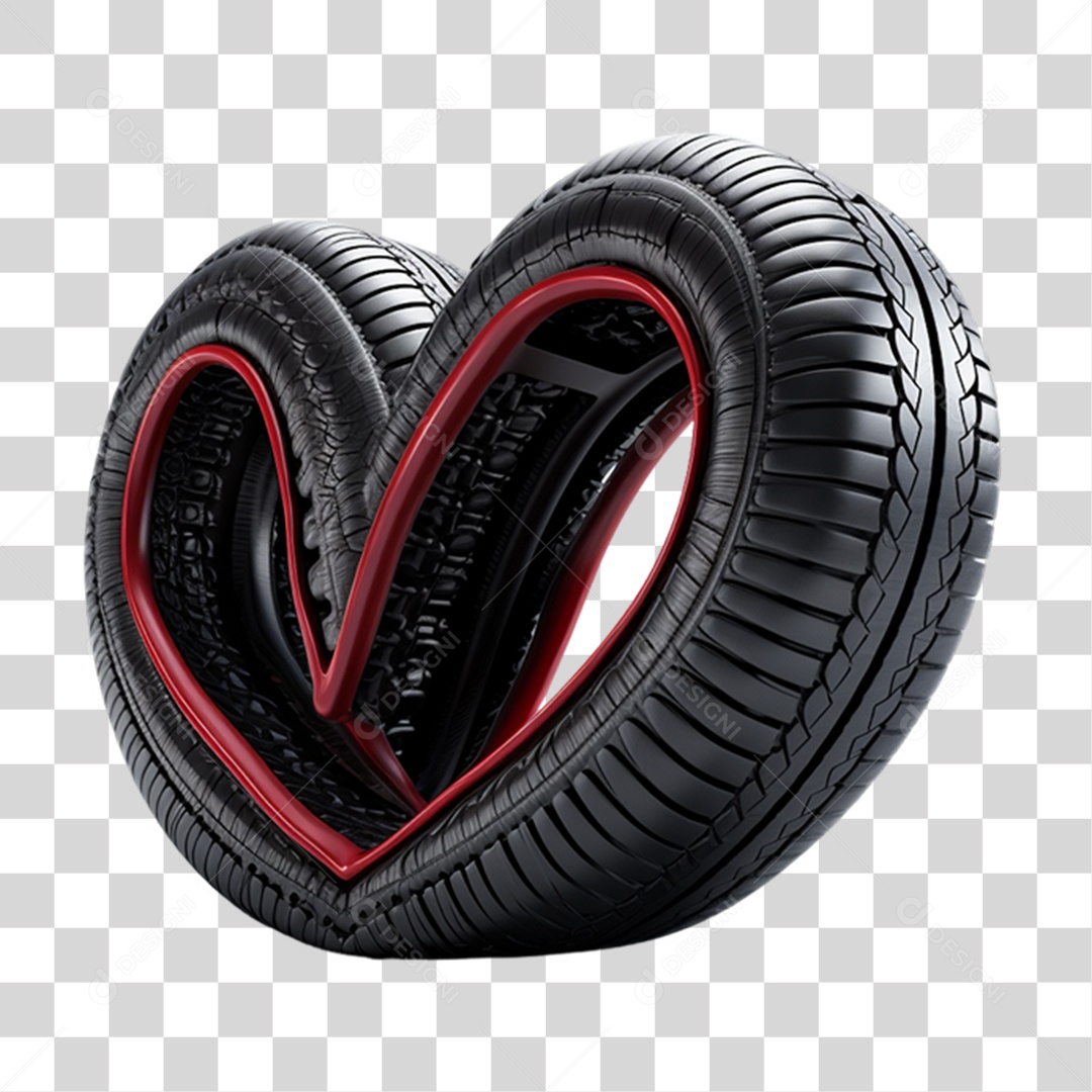 Pneu de Carro em Forma de Coração PNG Transparente