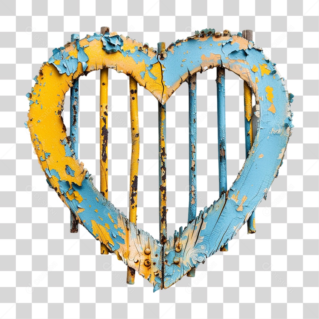 Elemento 3D Cercas Coloridas de Madeira PNG Transparente