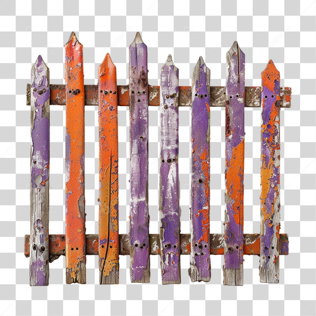 Elemento 3D Cercas Coloridas de Madeira PNG Transparente