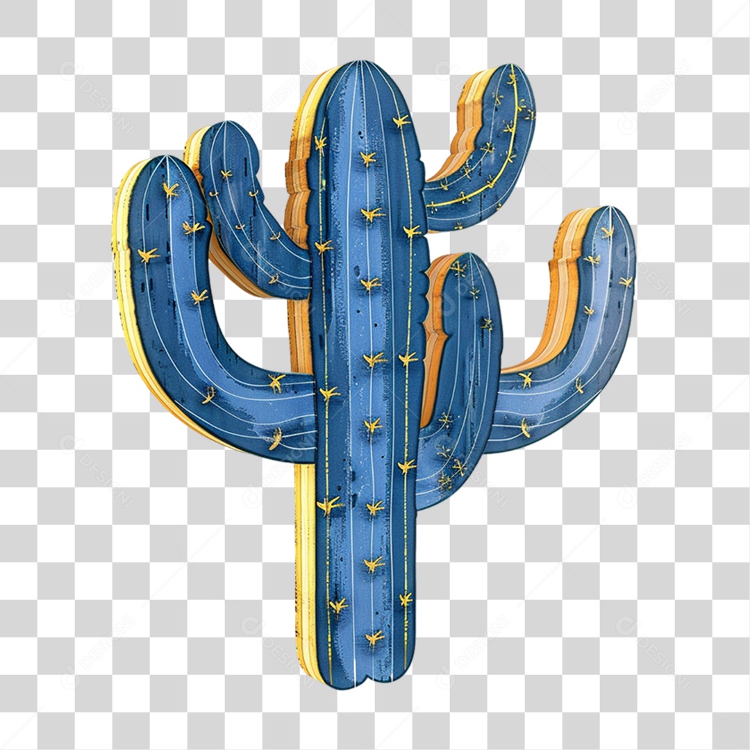 Elemento 3D Cacto Deserto PNG Transparente