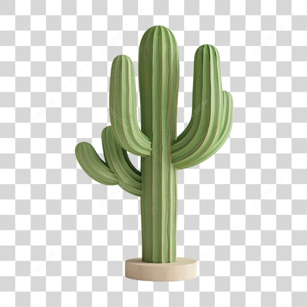 Elemento 3D Cacto Deserto PNG Transparente