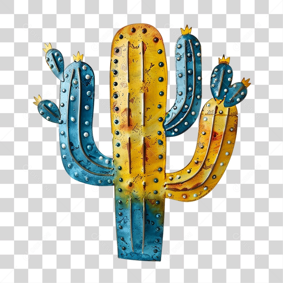Elemento 3D Cacto Deserto PNG Transparente