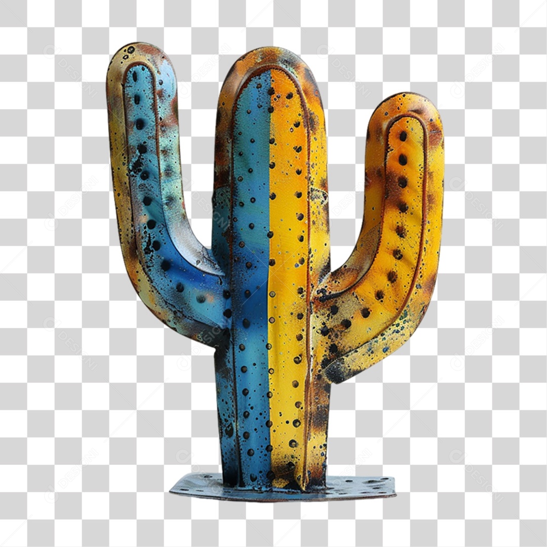 Elemento 3D Cacto Deserto PNG Transparente