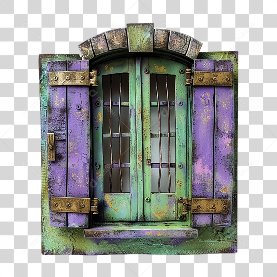 Elemento 3D Janela Colorida PNG Transparente