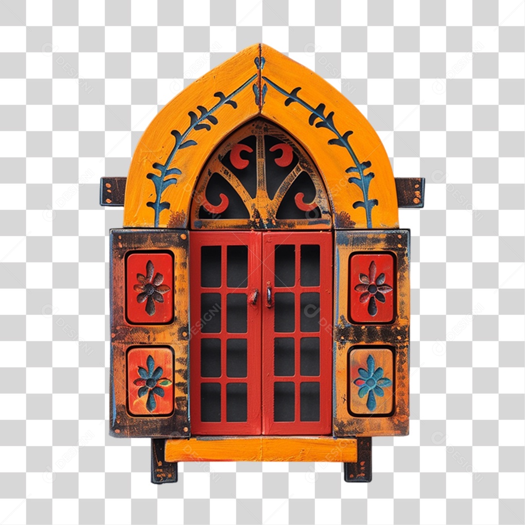 Elemento 3D Janela Colorida PNG Transparente
