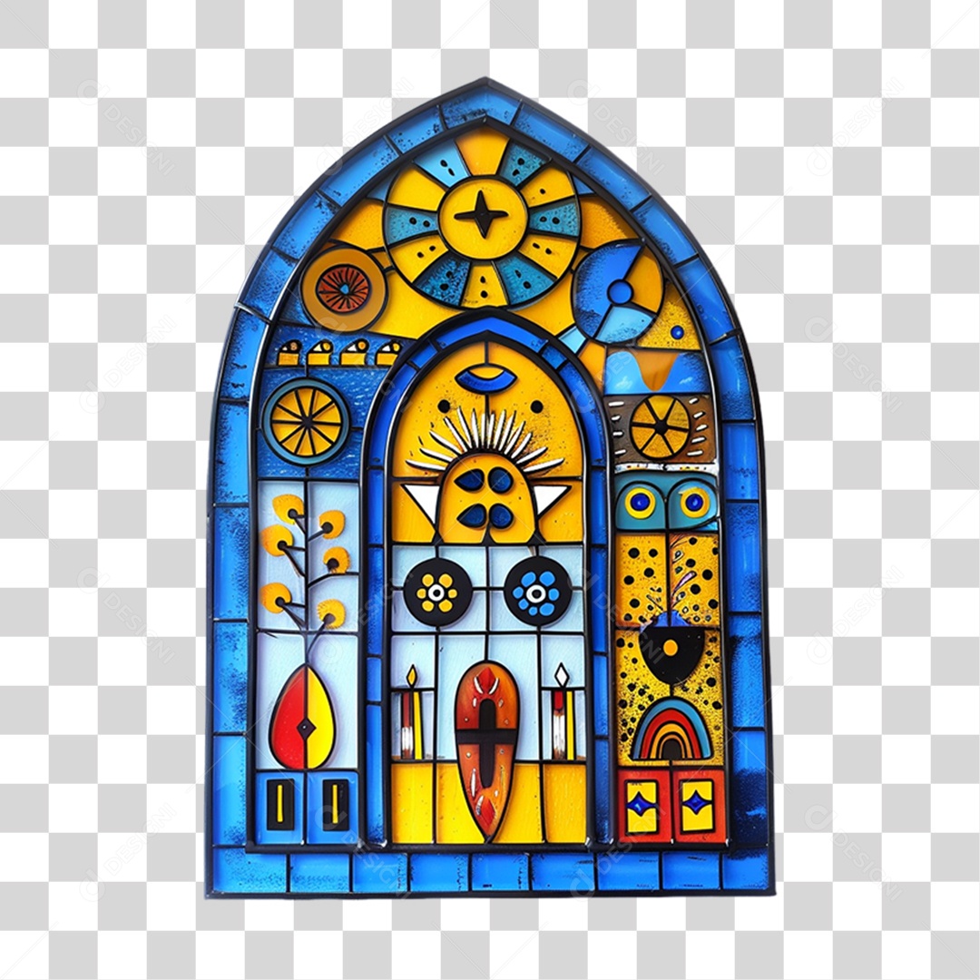 Elemento 3D Janela Colorida PNG Transparente
