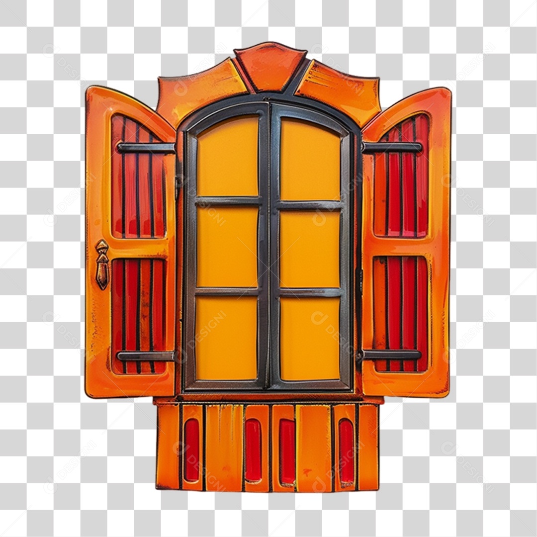 Elemento 3D Janela Colorida PNG Transparente