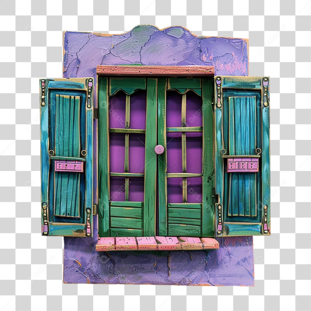 Elemento 3D Janela Colorida PNG Transparente