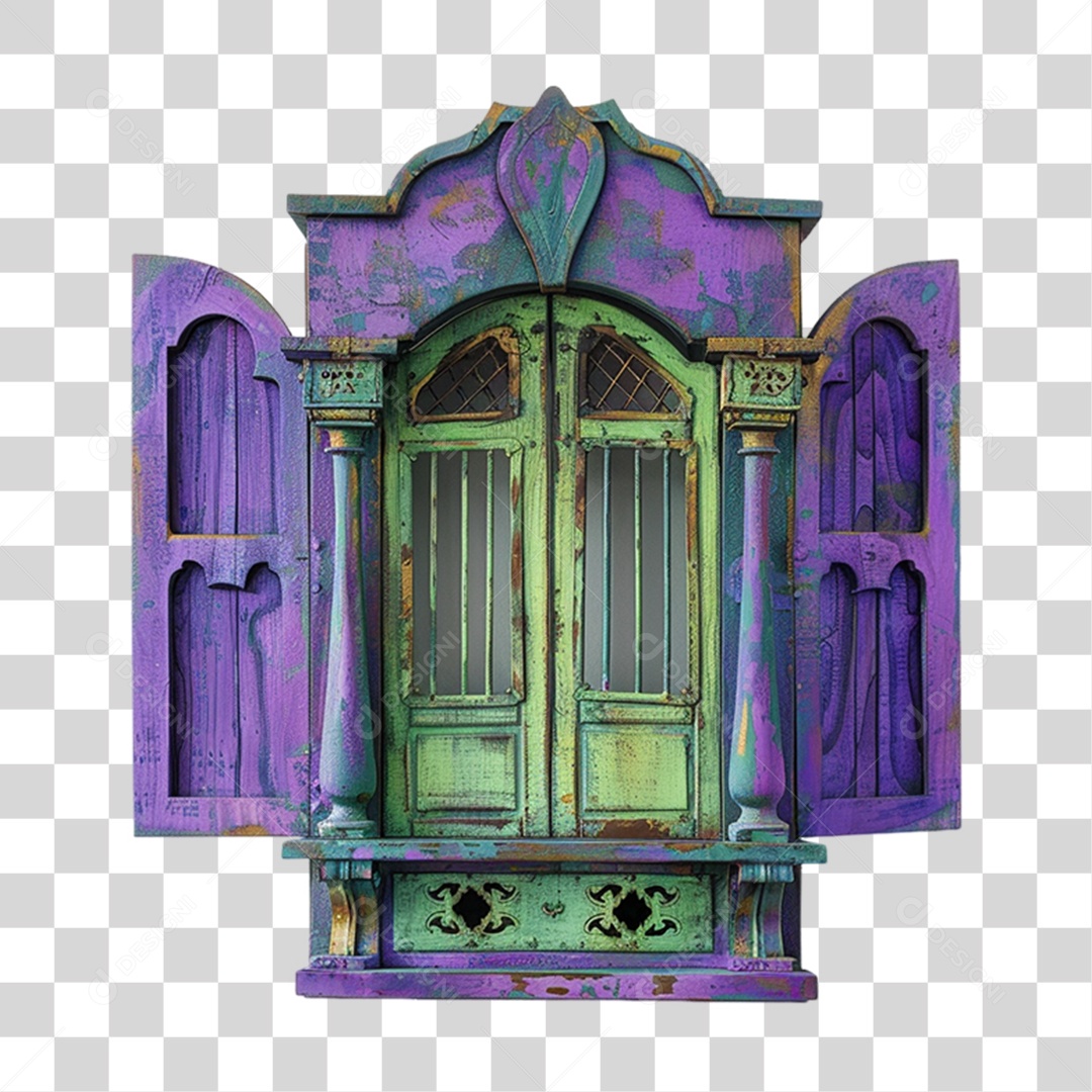 Elemento 3D Janela Colorida PNG Transparente