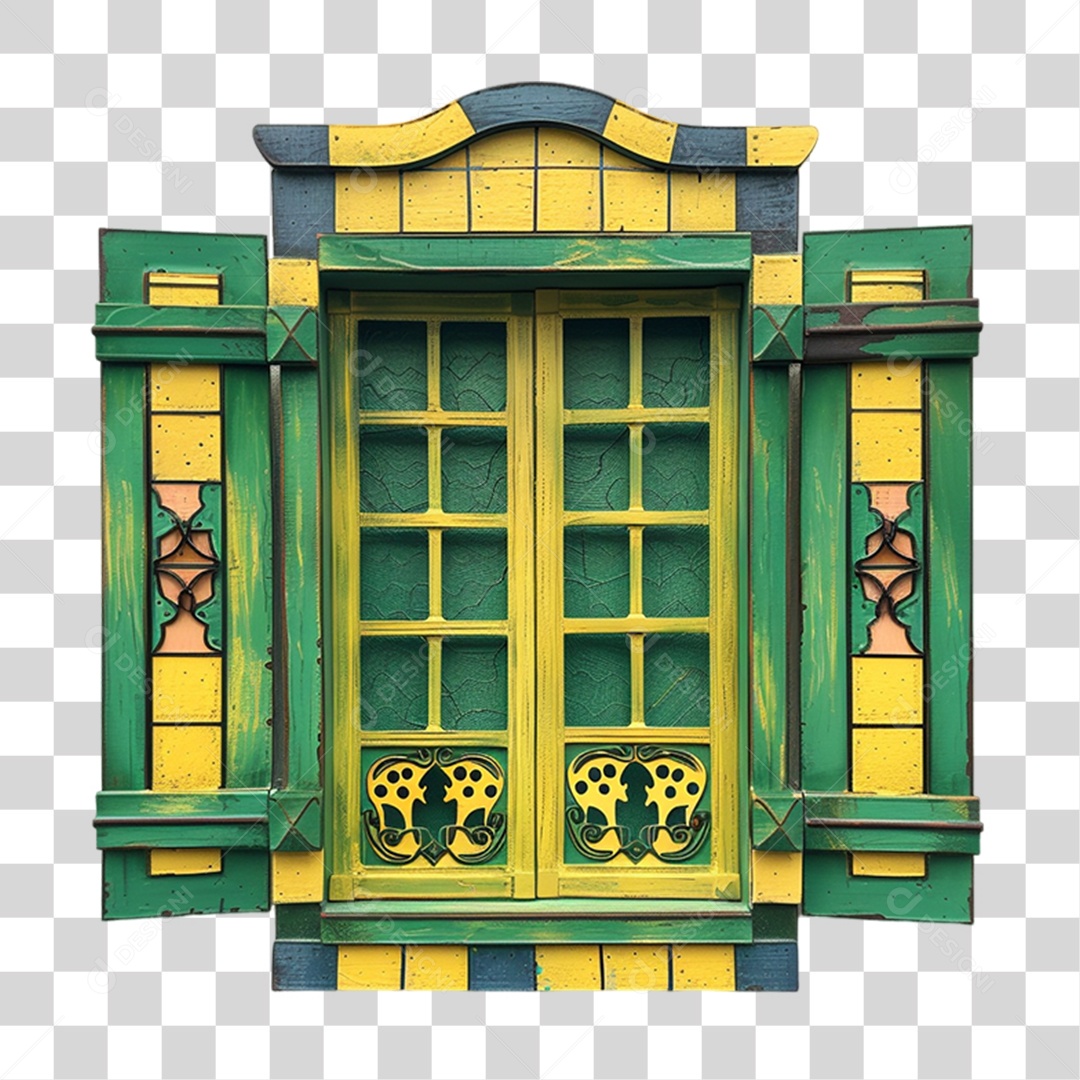 Elemento 3D Janela Colorida PNG Transparente