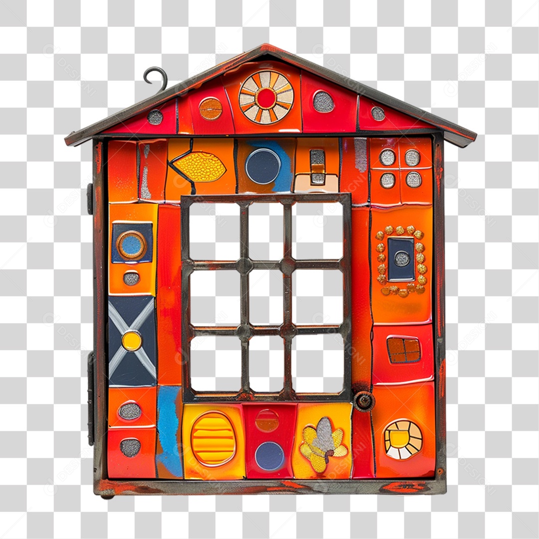 Elemento 3D Janela Colorida PNG Transparente