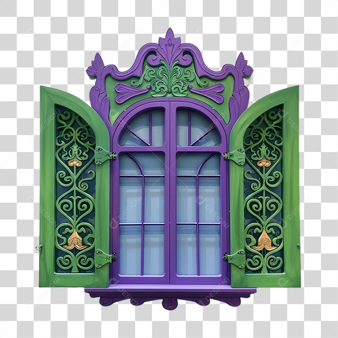 Elemento 3D Janela Colorida PNG Transparente