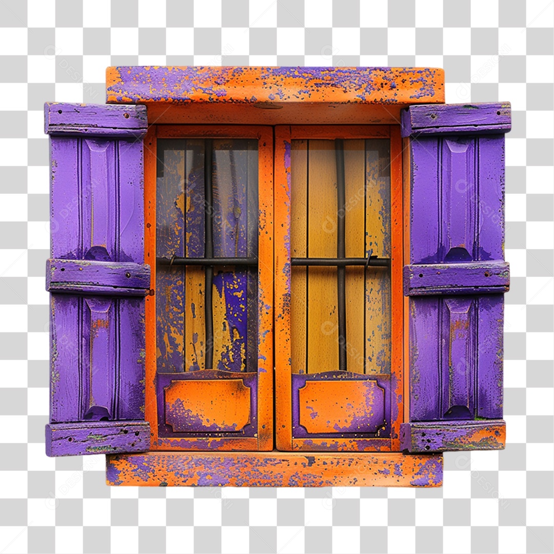 Elemento 3D Janela Colorida PNG Transparente