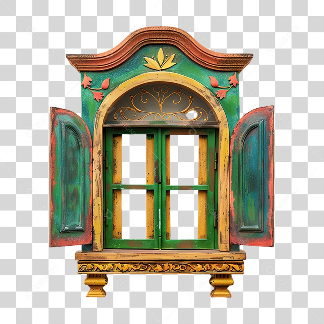Elemento 3D Janela Colorida PNG Transparente