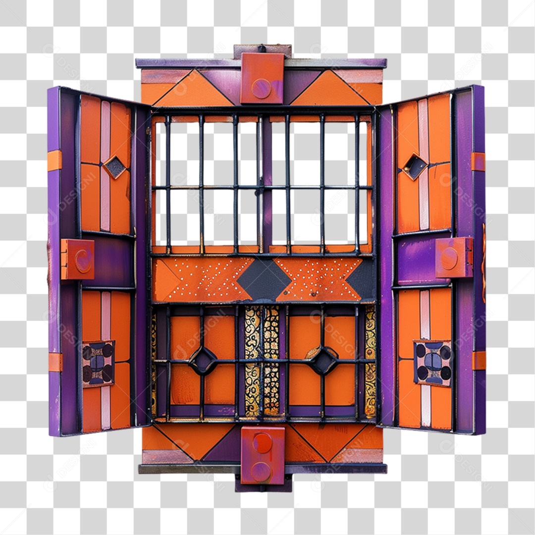 Elemento 3D Janela Colorida PNG Transparente