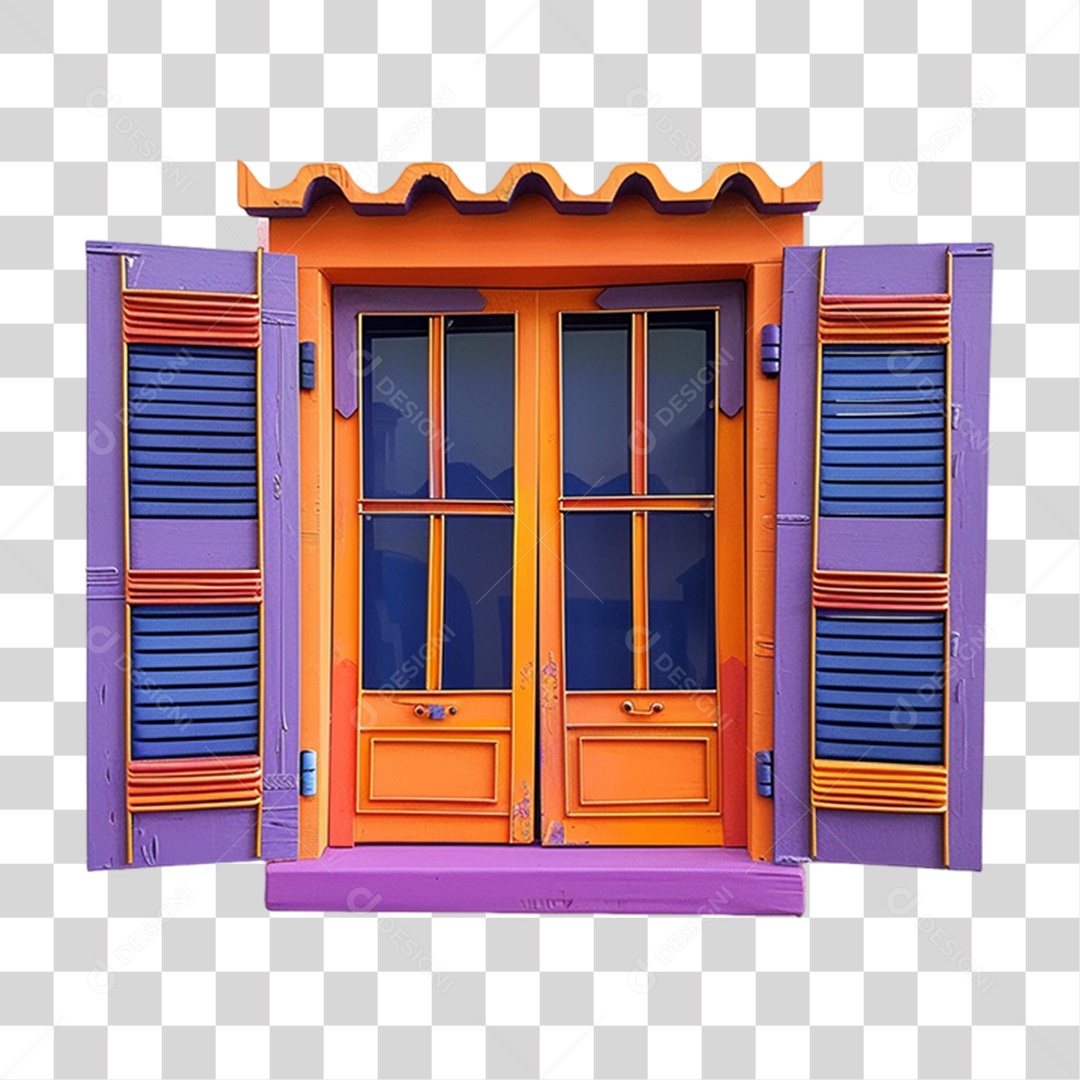 Elemento 3D Janela Colorida PNG Transparente