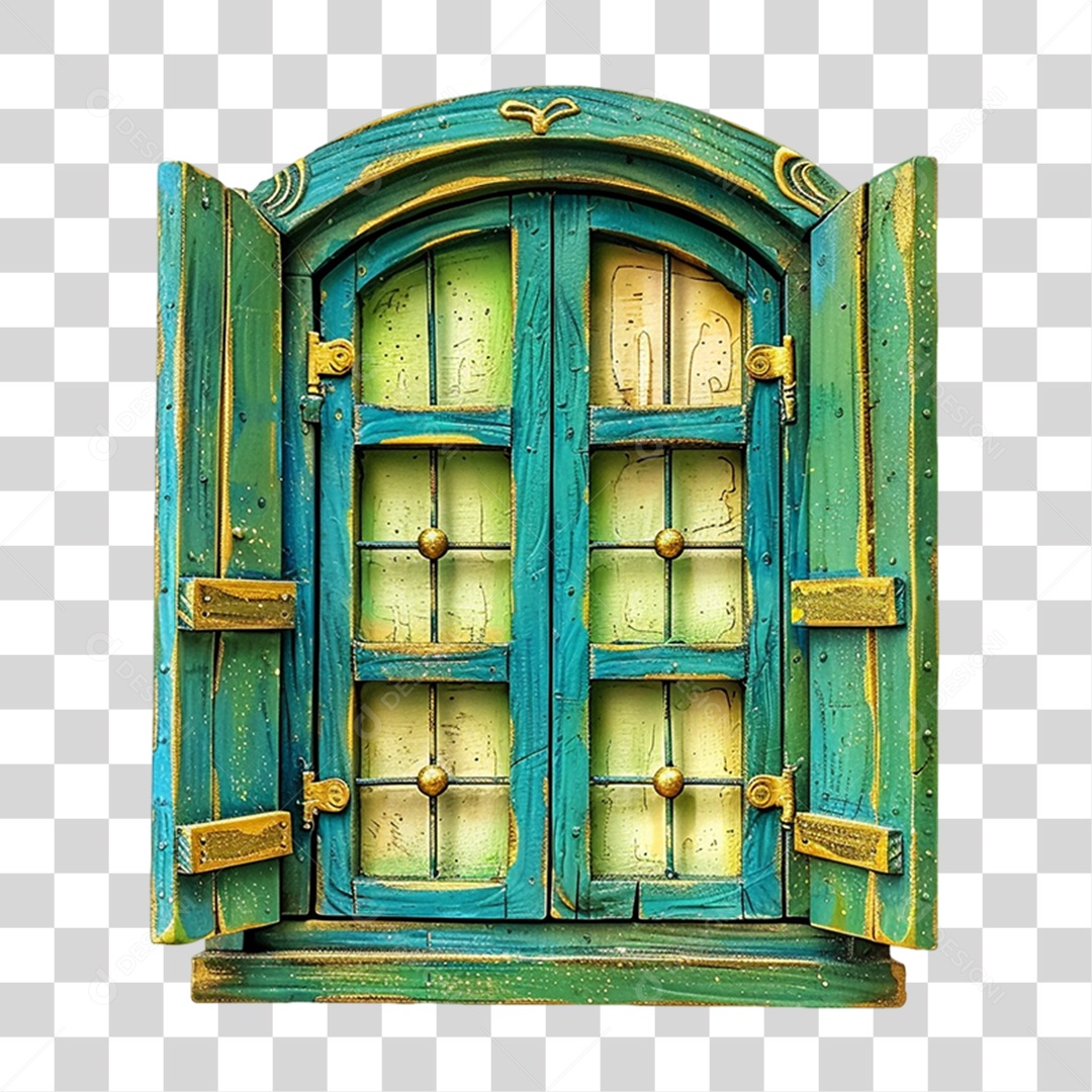 Elemento 3D Janela Colorida PNG Transparente