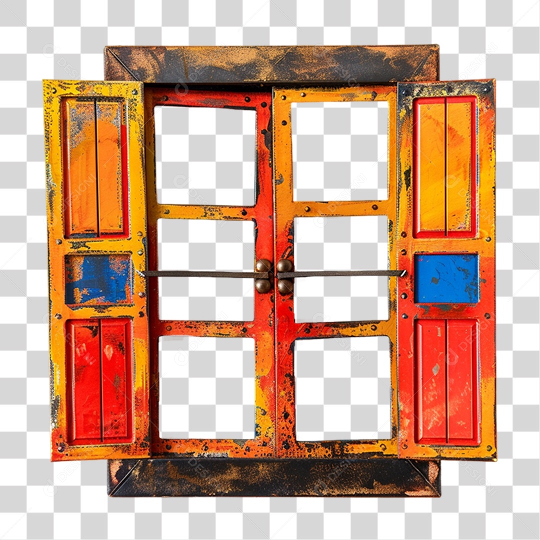 Elemento 3D Janela Colorida PNG Transparente