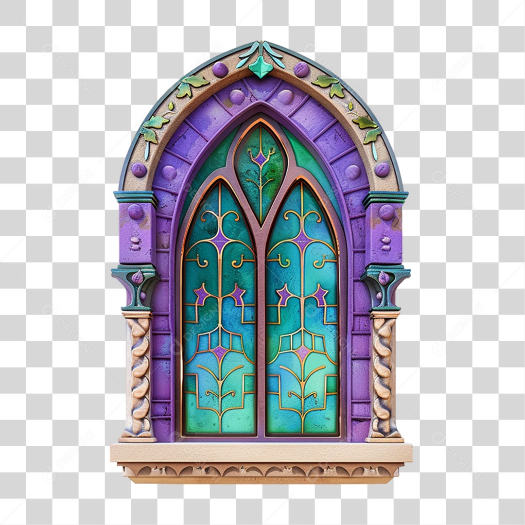 Elemento 3D Janela Colorida PNG Transparente