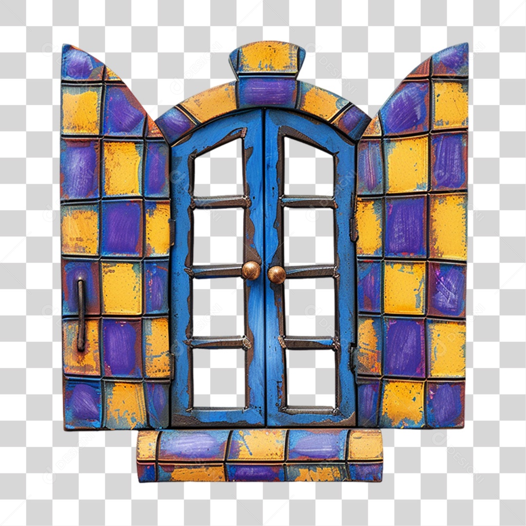 Elemento 3D Janela Colorida PNG Transparente