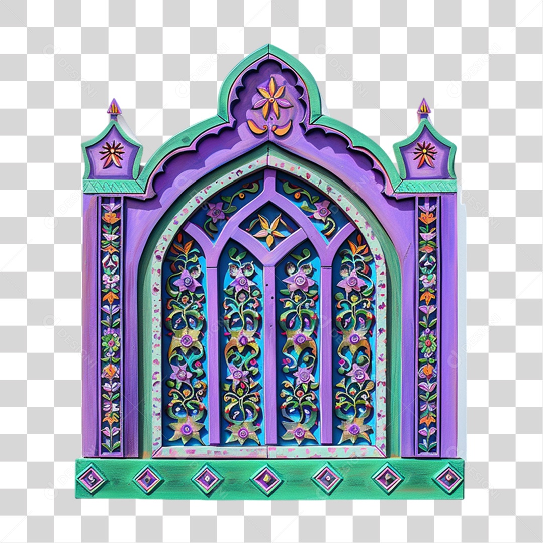 Elemento 3D Janela Colorida PNG Transparente