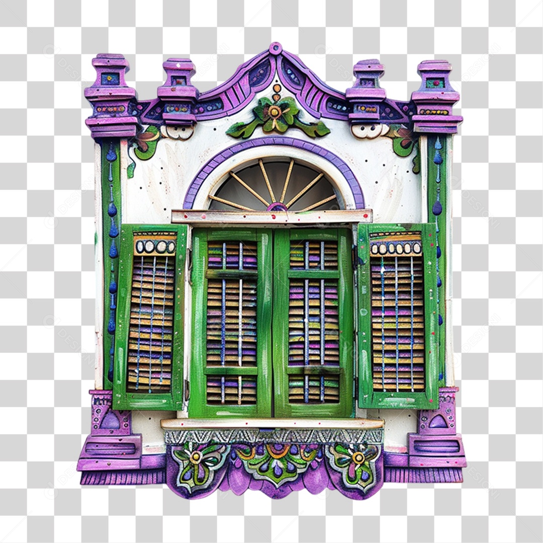 Elemento 3D Janela Colorida PNG Transparente