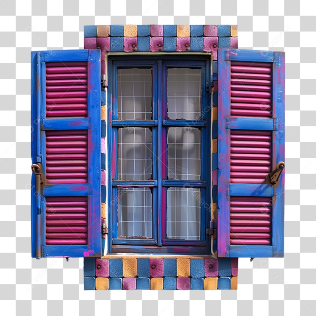 Elemento 3D Janela Colorida PNG Transparente