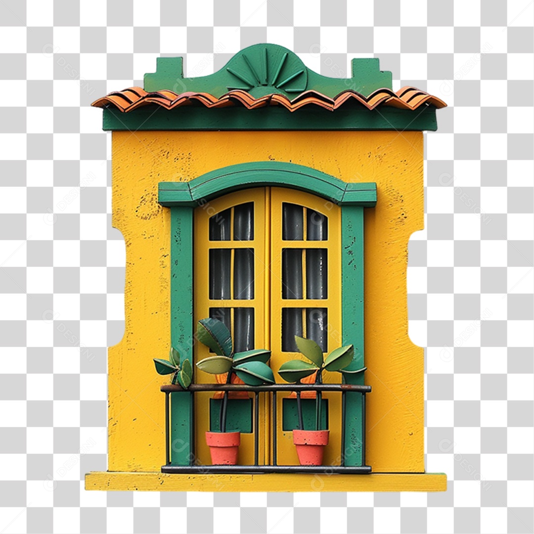 Elemento 3D Janela Colorida PNG Transparente