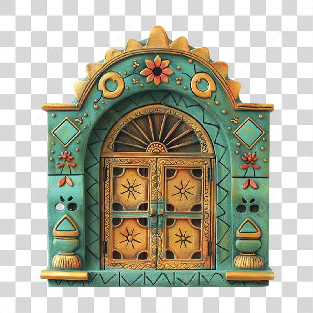 Elemento 3D Janela Colorida PNG Transparente