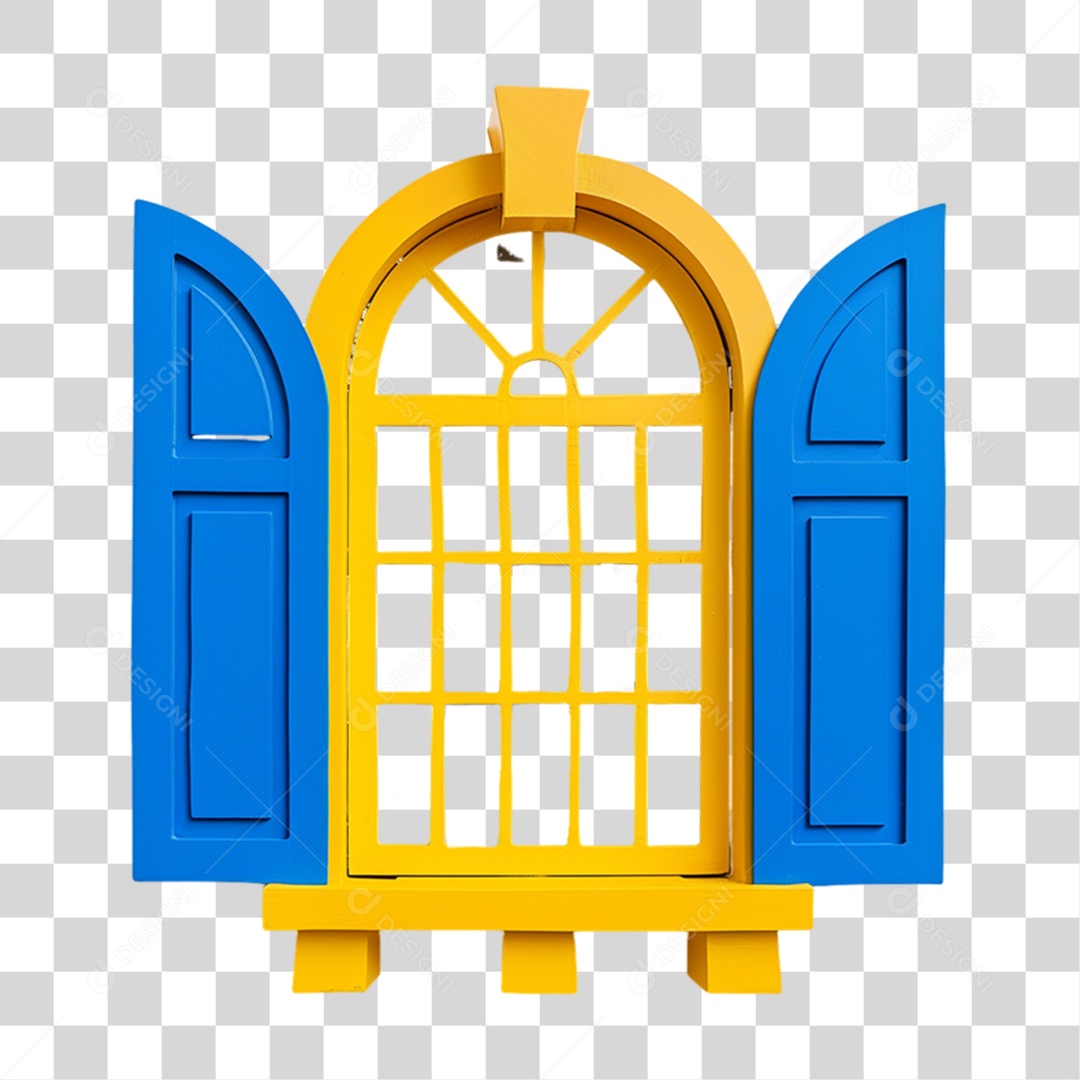 Elemento 3D Janela Colorida PNG Transparente