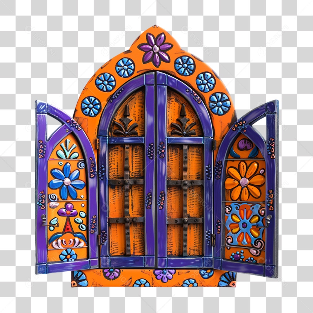 Elemento 3D Janela Colorida PNG Transparente