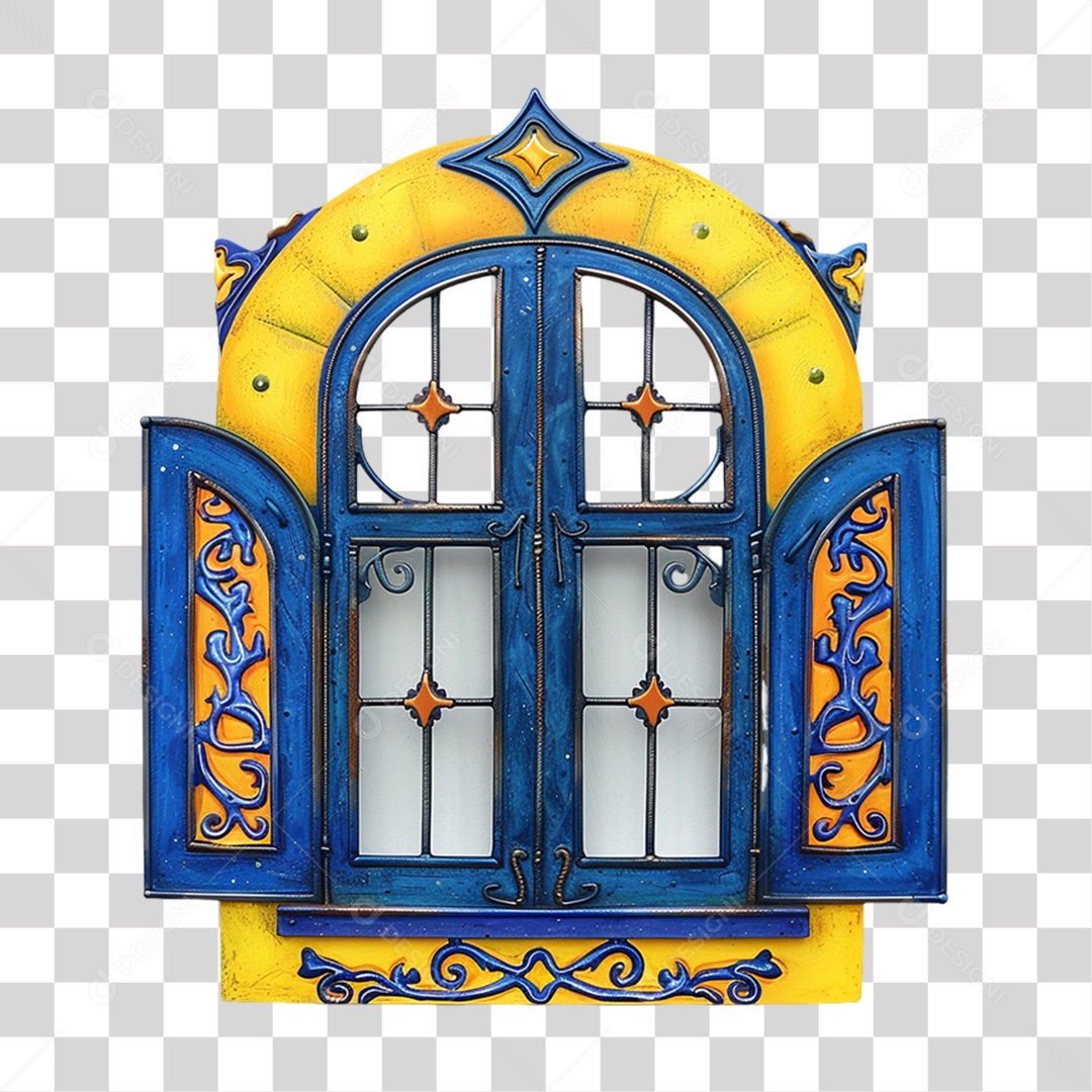 Elemento 3D Janela Colorida PNG Transparente