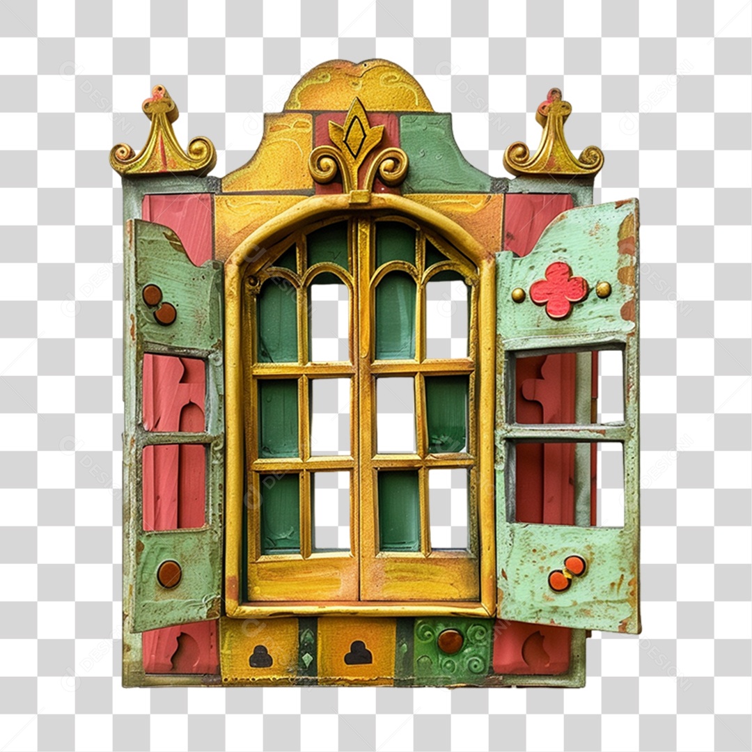 Elemento 3D Janela Colorida PNG Transparente